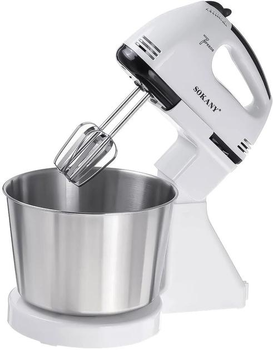 Ручной погружной настольный миксер с металлической чашей 2 л Sokany SK-6620 Stand Mixer 250W