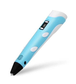 3D ручка с LCD дисплеем для детского творчества 3D Pen + пластик и трафареты Голубой