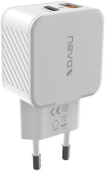 Мережевий зарядний пристрій Nevox USB PD TYPE C + QC3.0 White (4250686410099)