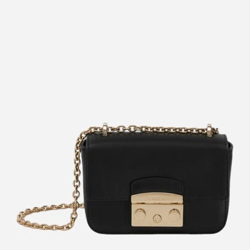 Сумка кросс-боди через плечо женская с натуральной кожи маленькая Furla Metropolis Mini Crossbody WB00828AX0733O6000 Черная (8050597258188)