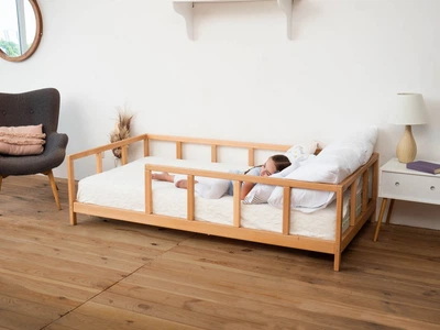 Дитяче дерев'яне ліжко Монтессорі BUSY WOOD Модель 10 на ніжках 200х140 см Натуральне дерево