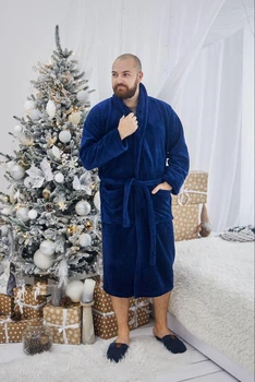 Халат махровий чоловічий 4XL темно-синій (1022-тс)