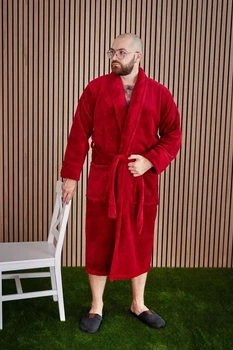 Халат махровий чоловічий 5XL бордовий (1022-бр)