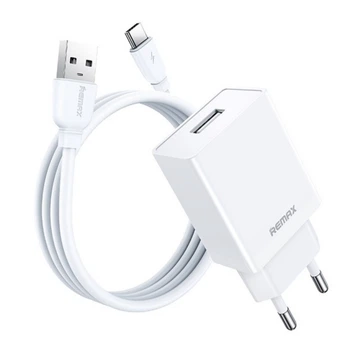 Мережевий зарядний пристрій Remax RP-U95 + кабель USB - Type-C Kiddy Series 1USB 12W 2.4A White