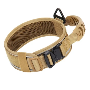 Ошейник для собак Harness Tactical, широкий нейлоновый с металлической пряжкой-фастекс, Коричневый L (181L-KHAKI)