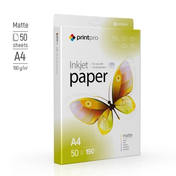 Фотопапір матовий PrintPro 190 г/м², A4, 50 л. (PME190050A4)