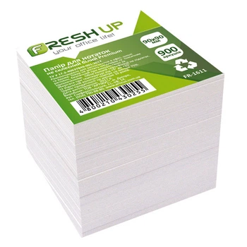 Блок бумаги белый 90х90мм. 900 листов не клееный Fresh Up Premium FR-1611