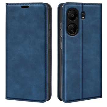 Чехол Taba Retro-Skin для Xiaomi Poco C65 книжка кожа PU с визитницей синий