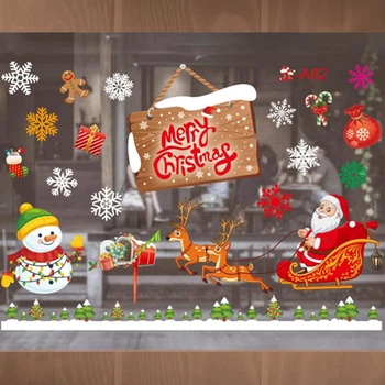 Наклейки новорічні Merry Christmas 50 на 70 см різнобарвний