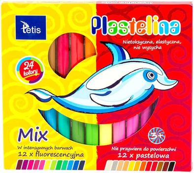 Plastelina Tetis 24 kolory pastelowe/fluorescencyjne (5903242101458)