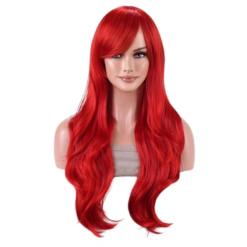 Парик красный длинный косплей VC wig-106