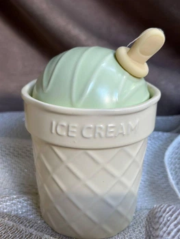 Чашка Icecream керамичная с крышкой и ложкой 350 мл Зеленый