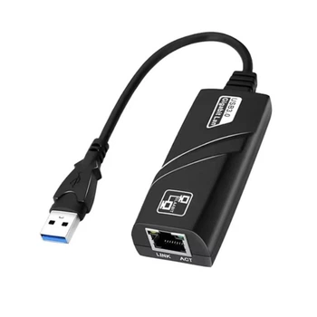 Проводной сетевой адаптер / переходник USB 3.0 к Ethernet RJ45 LАN 10/100 Мбит/с для ПК, черный (92514769)
