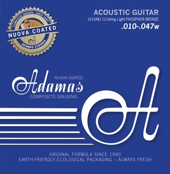 Струны для 12-струнной акустической гитары Adamas Nuova Coated Phosphor Bronze 1616NU, 10-47w (G-664670)