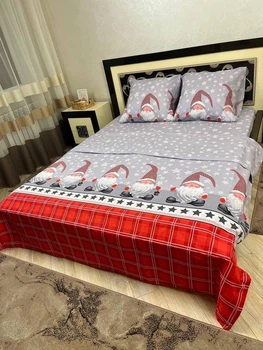 Комплект постельного белья Soft евро 200х220 см Новогодний с гномами