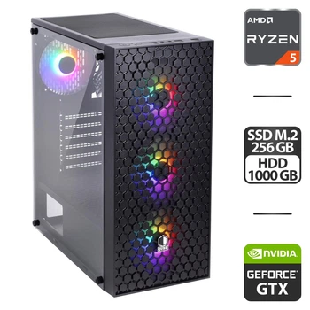 Сборка под заказ: игровой ПК Qube Carnival Tower / AMD Ryzen 5 4500 (6 (12) ядра по 3.6 - 4.1 GHz) / 16 GB DDR4 / 256 GB SSD M.2 + 1000 GB HDD / nVidia GeForce GTX 1660 Super, 6 GB GDDR6, 192-bit / HDMI / 550W