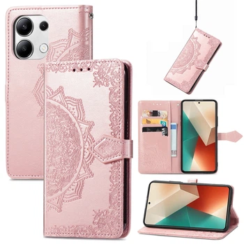 Чехол Vintage для Xiaomi Redmi Note 13 книжка кожа PU с визитницей розовый