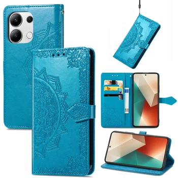 Чехол Vintage для Xiaomi Redmi Note 13 книжка кожа PU с визитницей голубой