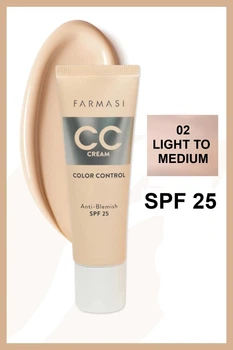 Тонуючий СС крем для обличчя Color Control Anti-Blemish SPF 25, Light to Medium 02, Farmasi, 30 мл