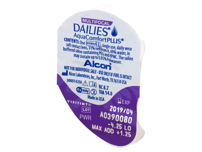 Однодневные линзы Alcon Dailies AquaСomfort Plus Multifocal, аддидация MED, -0.5 30 шт.