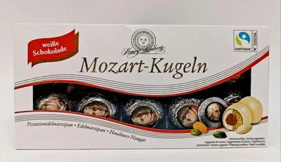 Марципановые конфеты Henry Lambertz Mozart Kugeln в белом шоколаде 200г