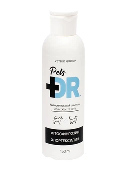 Антисептический шампунь Vetbio Group Dr. Pets Доктор Петс для собак и кошек с фитосфингозином и хлоргексидином 150 мл
