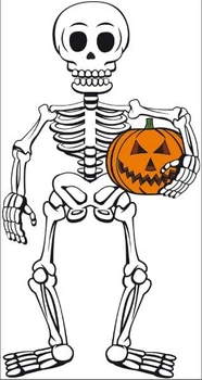 Ростовая наклейка на Хэллоуин / Halloween "Скелет с тыквой" 80 см - без контурной обрезки