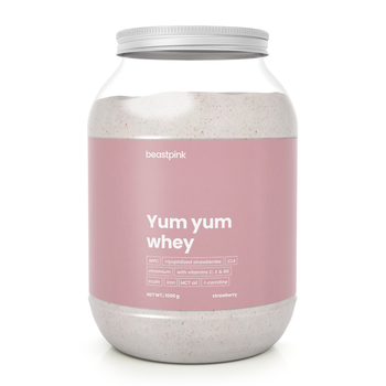 BeastPink Протеїн Yum Yum 1000 г полуничний сплеск - GymBeam BeastPink