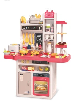 Детская игровая кухня 93.5 см LIMO TOY 889-246 интерактивная с пароваркой (81 деталь) красная