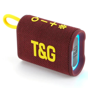 Портативная Bluetooth колонка TG396 с RGB подсветкой и функцией громкой связи, радио, бордовая