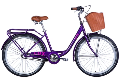 Велосипед Dorozhnik 26" LUX планет. рама-17" сливовой с багажником задн St с корзиной Pl с крылом St 2024