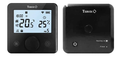 Беспроводной комнатный термостат WiFi Tervix Pro Line для газового или электрического котла, с датчиком влажности и режимами нагрева / охлаждения, черный 118230