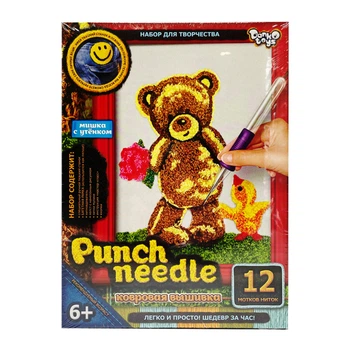 Набор для творчества Мишка с утенком "Punch Needle" Danko Toys PN-01-01 ковровая вышивка