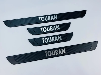 Накладки на пороги Volkswagen Touran 2003-2024 (черный хром-карбон) TAN24