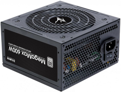Блок живлення Zalman Megamax (600W), 83%, 80+ White, 120мм, 1xMB 24pin(20+4), 2xCPU (8pin+4pin) 4xMolex, 6xSATA, 2xPCIe 8pin(6+2) (ZM600-TXII)