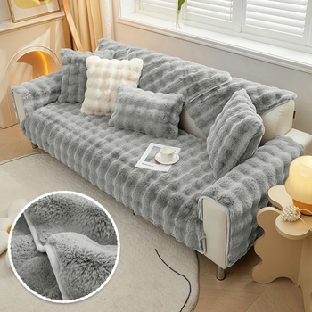 М'яка накидка для дивану хутряна Diana Textile 90x210 см Темно-сірий Штучне хутро