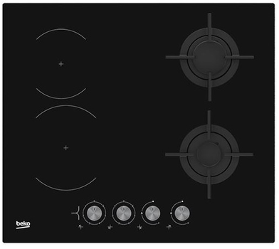 Варильна поверхня Beko комбінована (2 газ + 2 склокерам), 60см, чорний (HILM64222S)