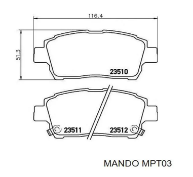 MPT03 MANDO Тормозные колодки для дисков Mando (MPT03)