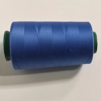 Нитки швейные универсальные 100% полиэстер 40/2 Tigertex 4000 ярдов лазурно-синий 058 (7068)