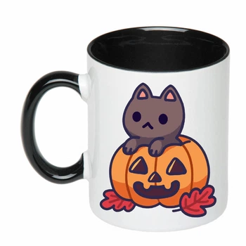 Чашка з друком "Helloween Cat" (колір чорний) (20912)
