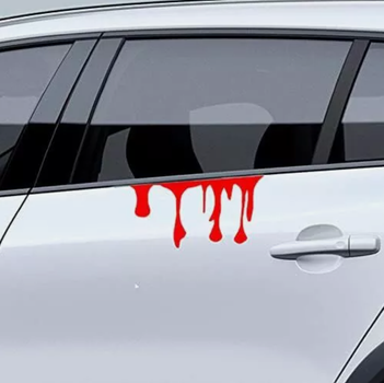 Наклейка на Авто / Мото / Витрину на Стекло Кузов " Хэллоуин - Halloween - Кровь - Blood - ТИП1 " красный цвет