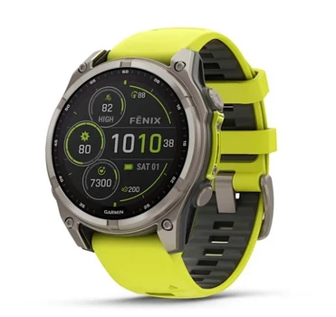 Смарт-годинник GARMIN Fenix 8 47mm Solar Sapphire Titanium w. Amp Yellow/Graphite Silicone Band (010-02906-20/21)