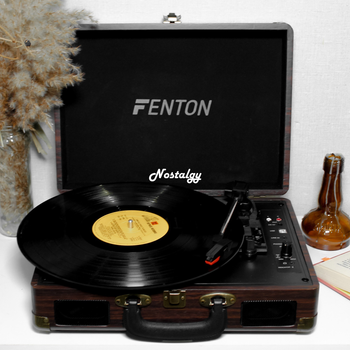 Вініловий програвач Fenton Dark Wood + Bluetooth для всіх платівок + Платівка у подарунок