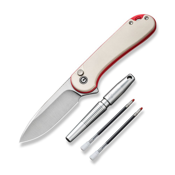 Комплект складного тактического ножа и шариковой ручки Civivi StellarQuill Pen & Button Lock Elementum II Knife Combo Gift Pack C23049 White-Red (C23049)