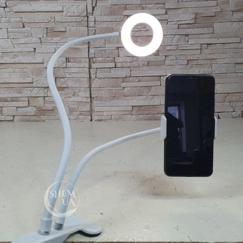 Кольцевая LED лампа-прищепка 9 см Professional Live Streem LS-0066 с гибким креплением 50см для телефона -GKL-9-White.