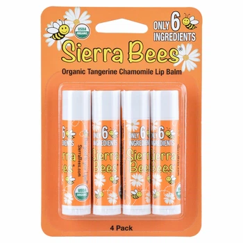 Набір органічних бальзамів для губ, "Мандарин та ромашка", Tangerine Chamomile, Sierra Bees Organic Lip Balms, 4 в упаковці, 4,25 г кожний