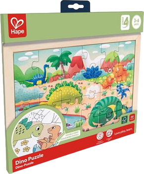Пазл Hape Динозавры с раскраской 24 элементов (6943478039315)