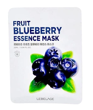 Тканевая маска для лица с экстрактом черники - Lebelage Fruit Blueberry Essence Mask 25ml (1214768-297704165-2)