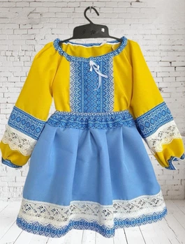 Костюм вишиванка для дівчинки Класичний жовто-блакитний 104