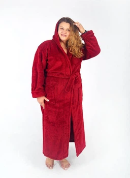 Халат жіночий махровий довгий батал 2XL бордовий (1024бр/ж)